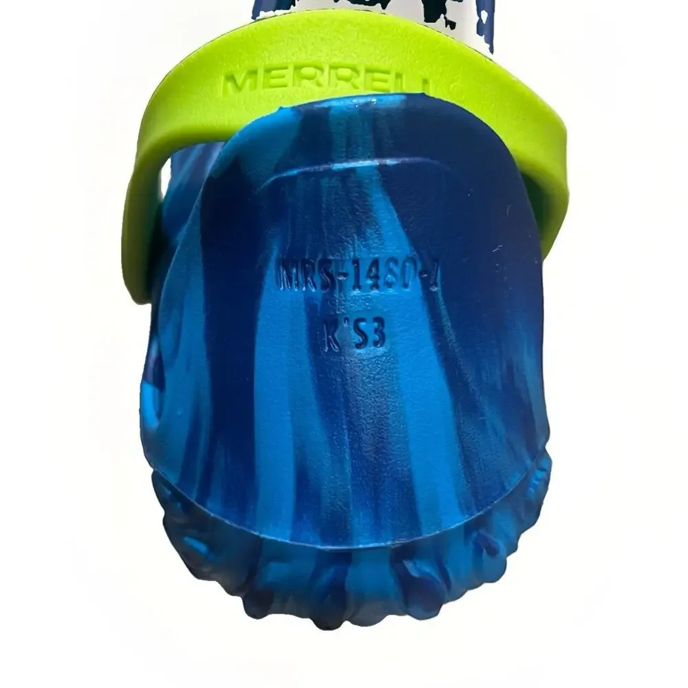 MERRELL Hydro Moc Blue Green Slip On Clogs Water Sandals Youth Size 3 Women 4-5